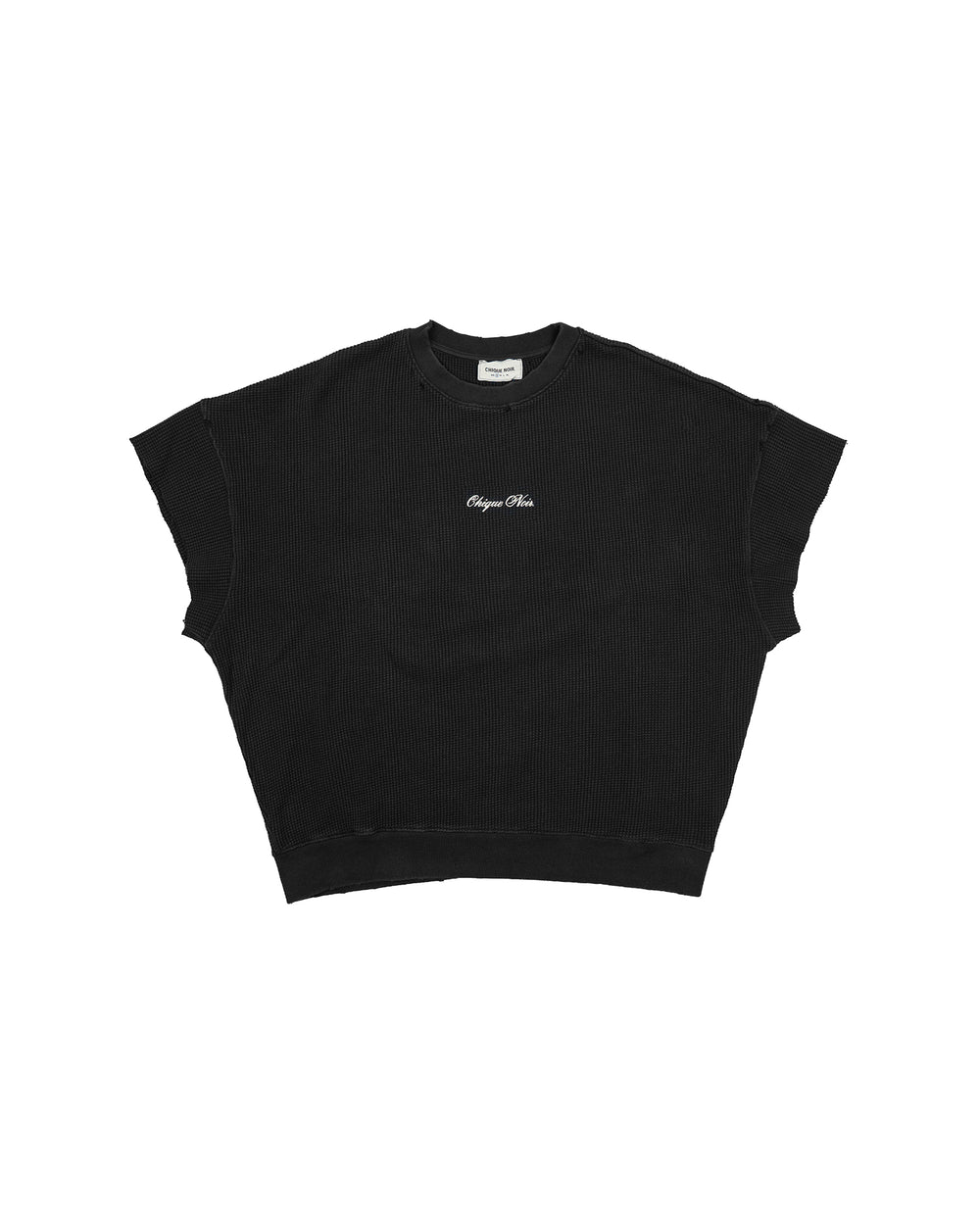 CN WAFFLE TEE | BLACK/ECRU